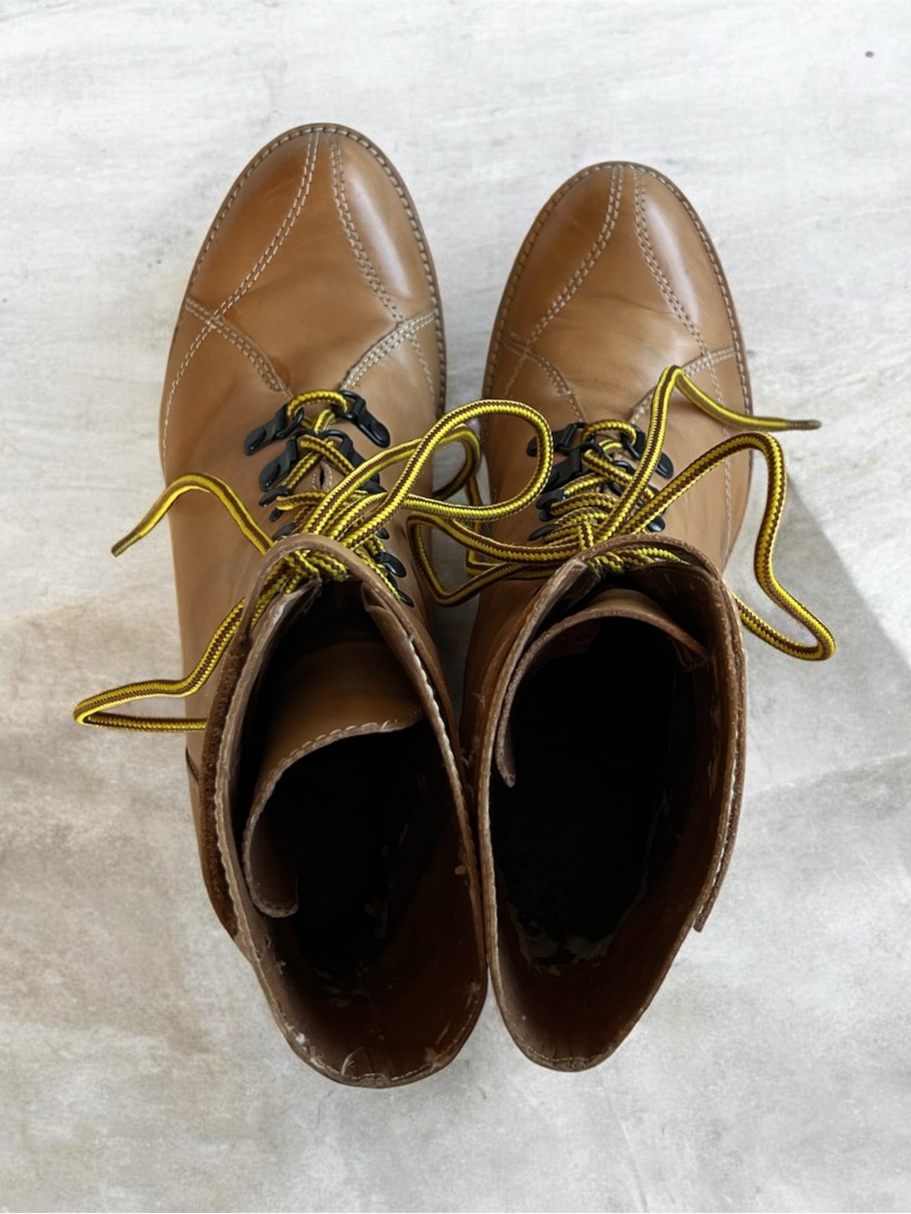 Nine West Tan Leather Lace-Up Heeled Ankle Boots with Yellow Laces - Picture 7 of 7